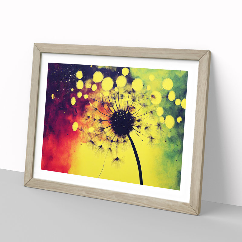 Dandelion Splash - Framed Print, 34cm H x 46cm W x 2cm D, Oak