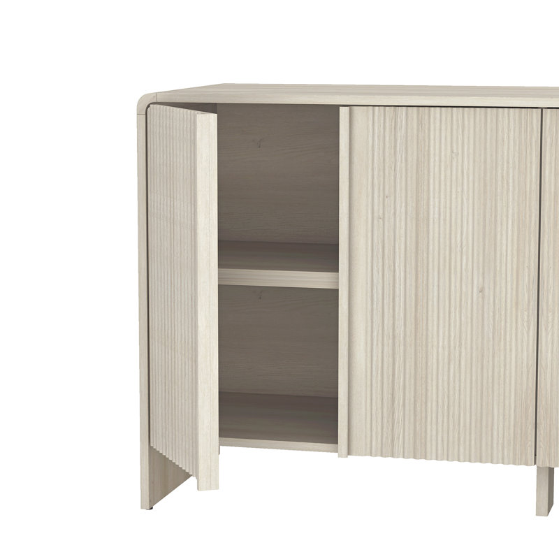 Novara 60" Contemporary 4-Door Sideboard in Whitewashed Oak, Whitewashed Oak