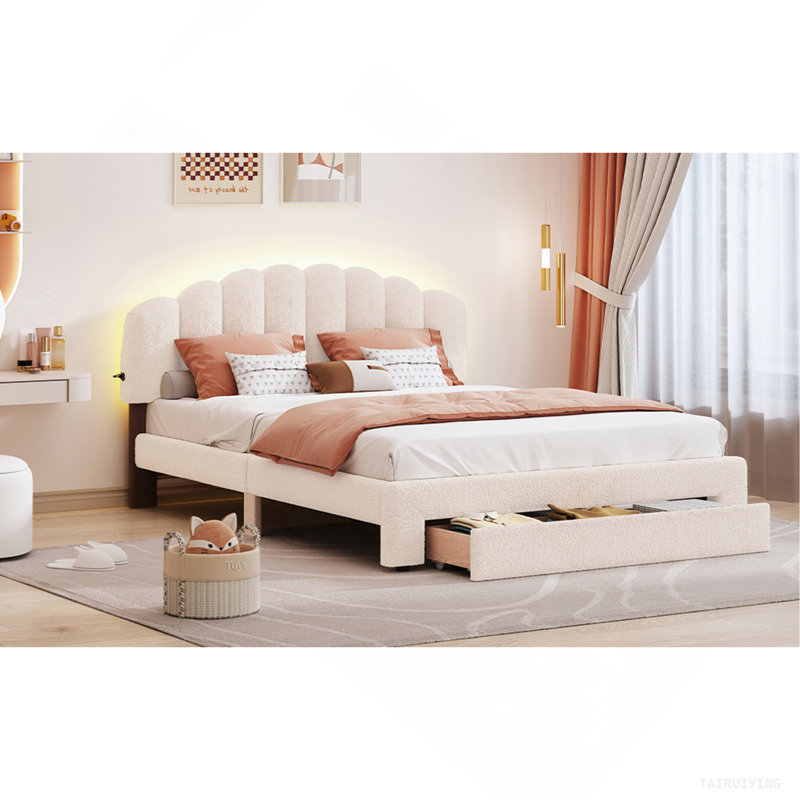 Lit plateforme tapissier Teddy