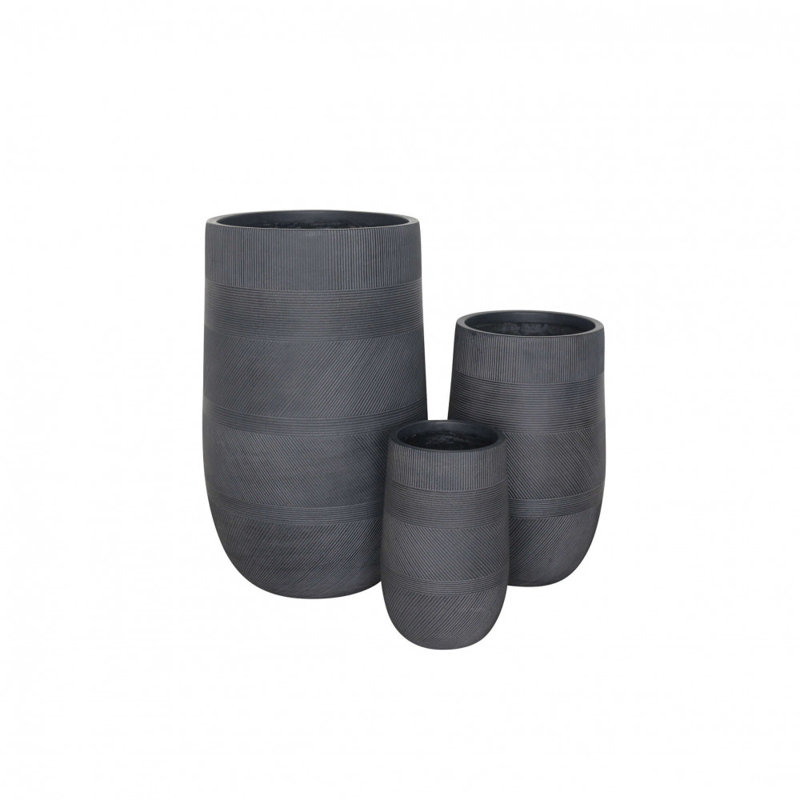 Laranda Synthetic Fiber Floor Vase, Dark Grey