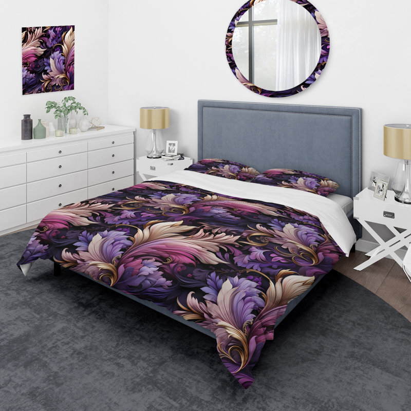 Ensemble de housse de couette Regal Feathered Elegance - Floral, Housse de couette simple + 1 taie décorative stan