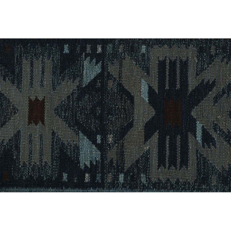 Scandinavian Hand Knotted Wool Geometric Area Rug, Rectangle 12' x 16'