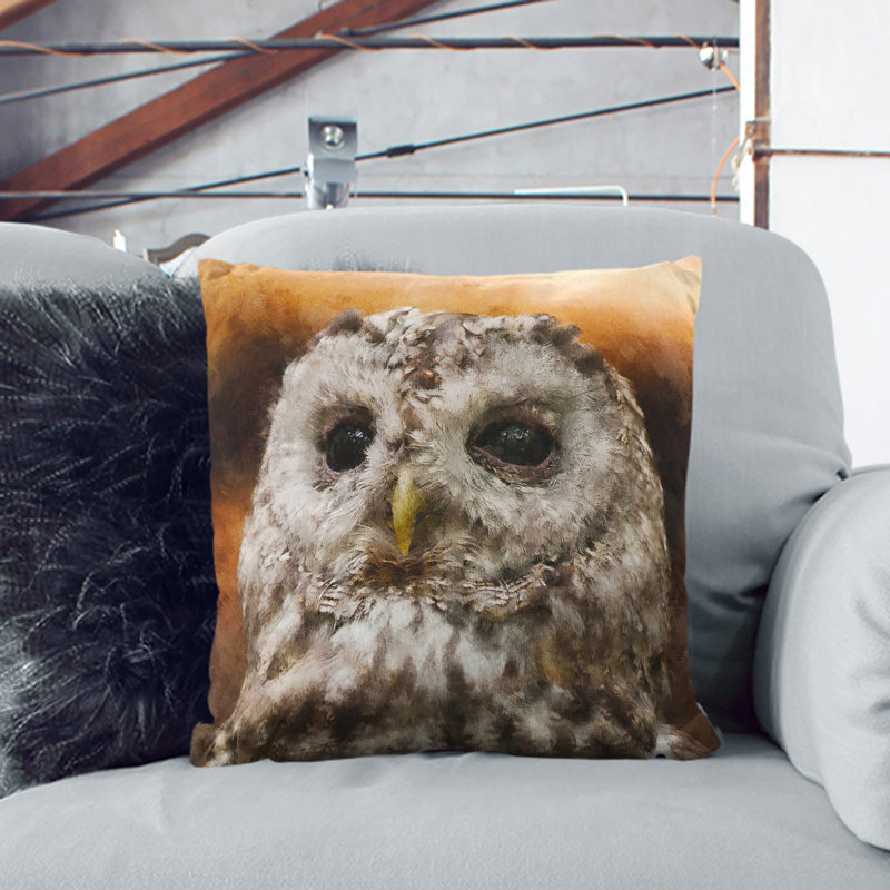 Tawny Owl Vol.1 Painting Square Throw Cushion, 55cm H x 55cm W x 20cm D