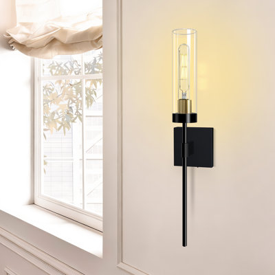 Ensemble de 1 applique murale moderne en fer et en verre rechargeable - à intensité variable / télécommande (ampoule incluse)
