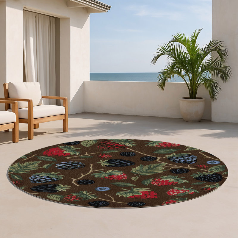 Tapis d'intérieur et d'extérieur brun Nature, Rond 5 pi