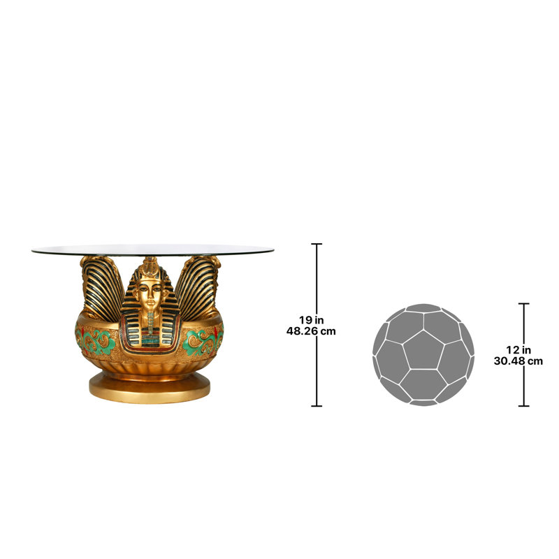Clear Tempered Glass Round Table with Egyptian Figurine Base