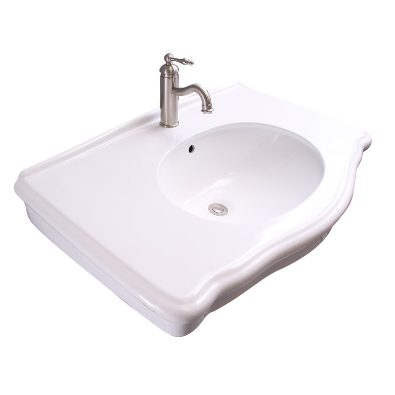Anders Rectangular Pedestal Lavatory, White, Single