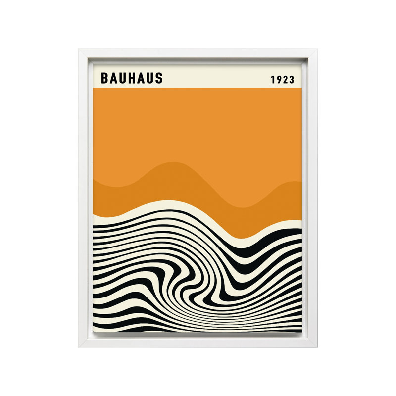 Lignes ondulées du Bauhaus, Canevas, Encadrement blanc, H 16 po x l 20 po