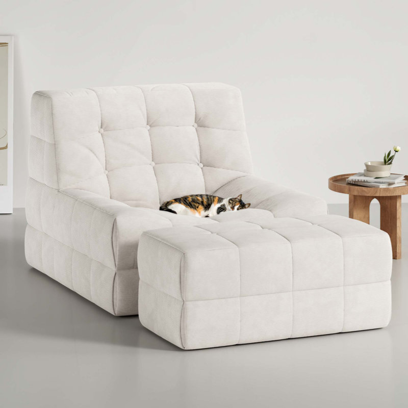 Fauteuil à billes pour adultes avec repose-pieds, fauteuils à billes surdimensionnés avec mousse à mémoire de forme haute densité, canapé confortable avec tête, cou, dossier, soutien lombaire, hanche pour le salon et la chambre à coucher