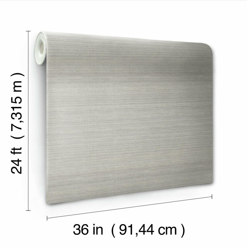 Impression Abstract Grass Cloth Wallpaper Double Roll, Gray