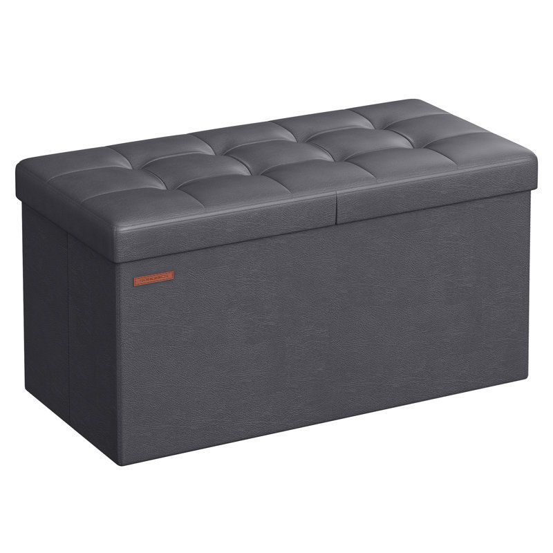 Repose-pieds pliant avec rangement, Gris foncé, H 15 po x l 30 po x P 15 po
