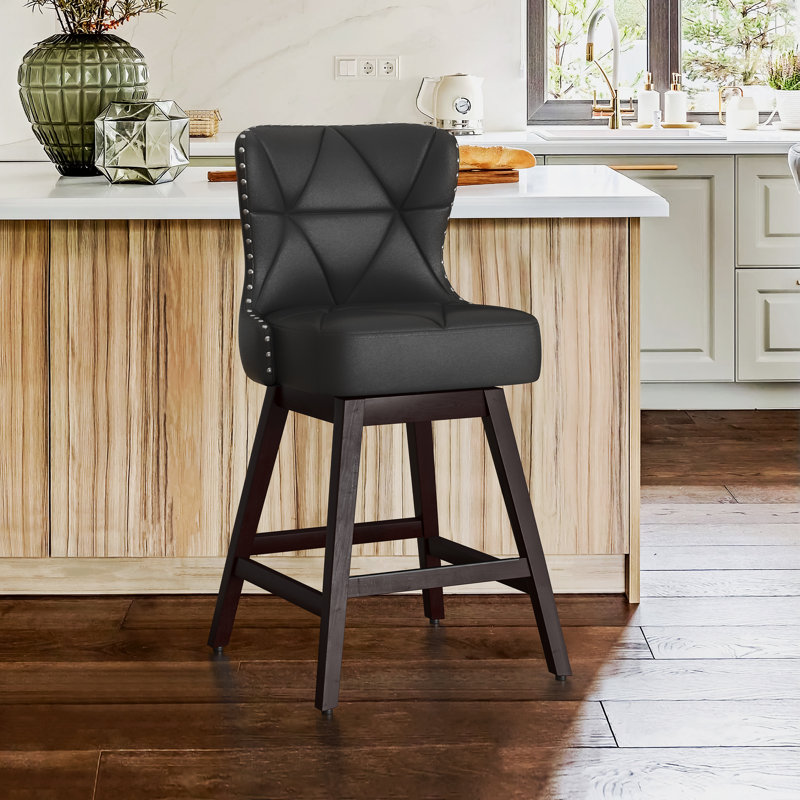 Tabouret de comptoir pivotant 26 po Arabele, Noir, noir, noir, noir, 1, Marron foncé