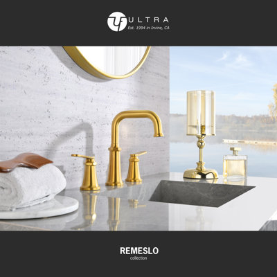 Remeslo Collection Two-Handle Widespread Lavatory Bathroom Faucet 1.2 gpm with Drain Assembly - Brushed Gold