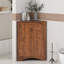 Armoire de rangement de coin triangulaire avec tablettes réglables | Armoire de plancher autoportante peu encombrante pour la salle de bain, la cuisine et le salon, fabrication en panneau de fibres à densité moyenne-1482423480