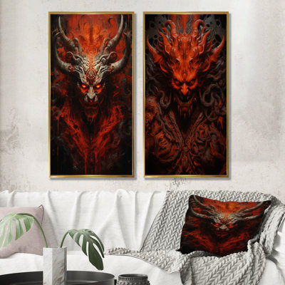 Hindouisme Asura Demon Fiery Flame - ensemble de 2 impressions d'art de l'hindouisme