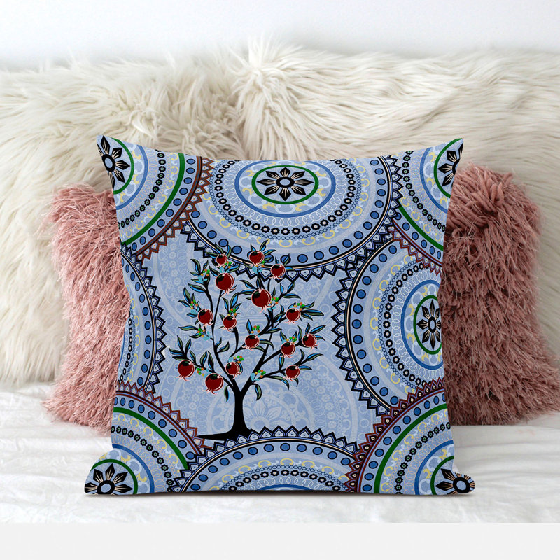 Polyester Throw Square Pillow Cover & Insert, Blue/Brown, 16" x 16"