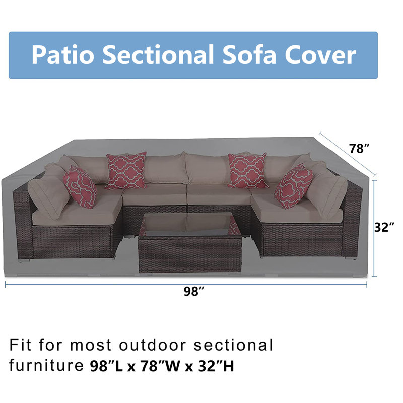 Waterproof Patio Furniture Set Cover, 32" H x 98" W x 78" D