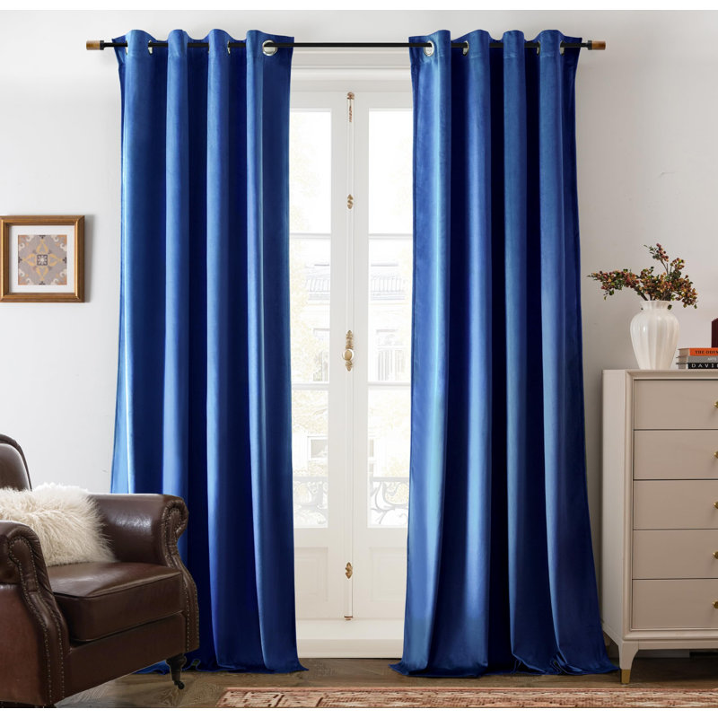 Ensemble de 2 rideaux obscurcissants en velours, Marine, L 52 po x L 84 po