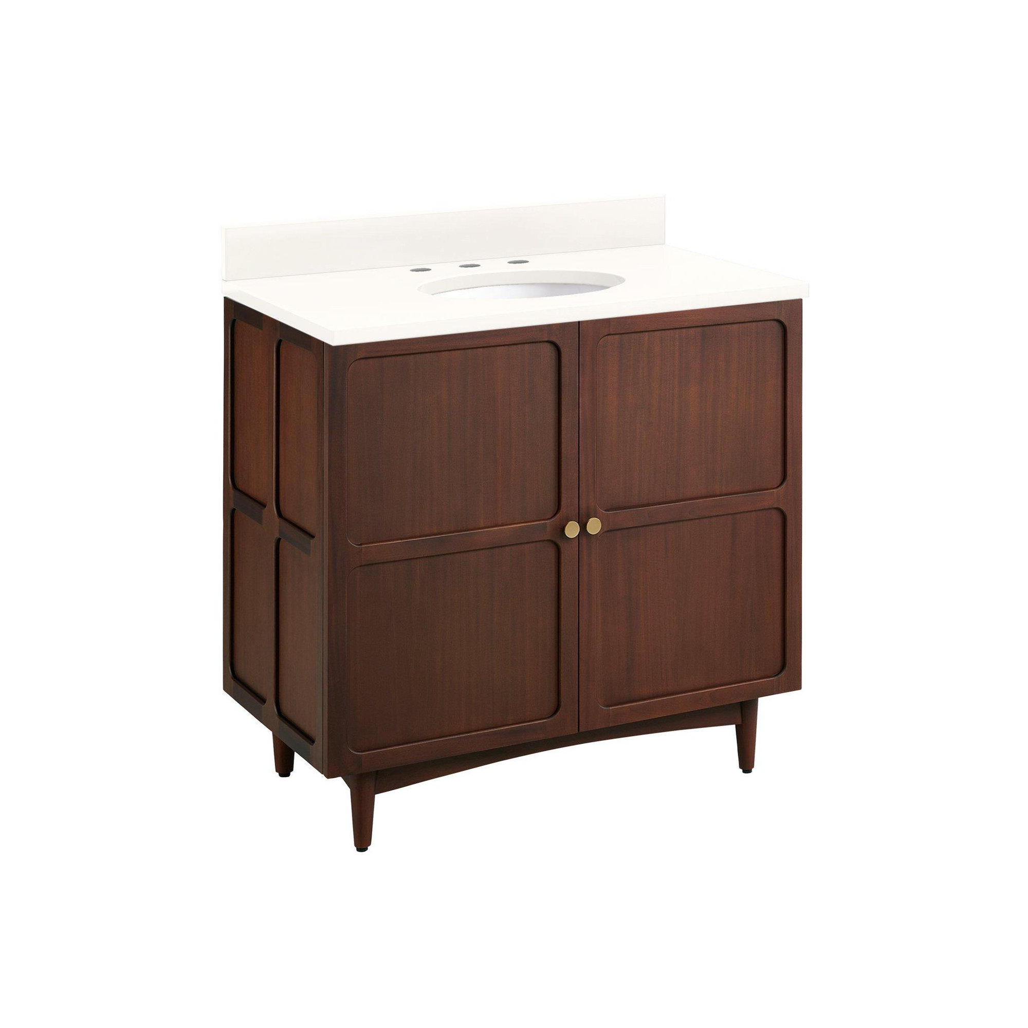 Delavan 30" Single Bathroom Vanity, Oval , 8" Widespread, Arctic White Quartz