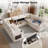 8-Seater Large Sectional Sofa Bed With Storage Lovescat, Modular Sleeper Sofa With Usb Port & Cup Holder, 108" U-Shaped Convertible Couch For Large Living Room-484175438