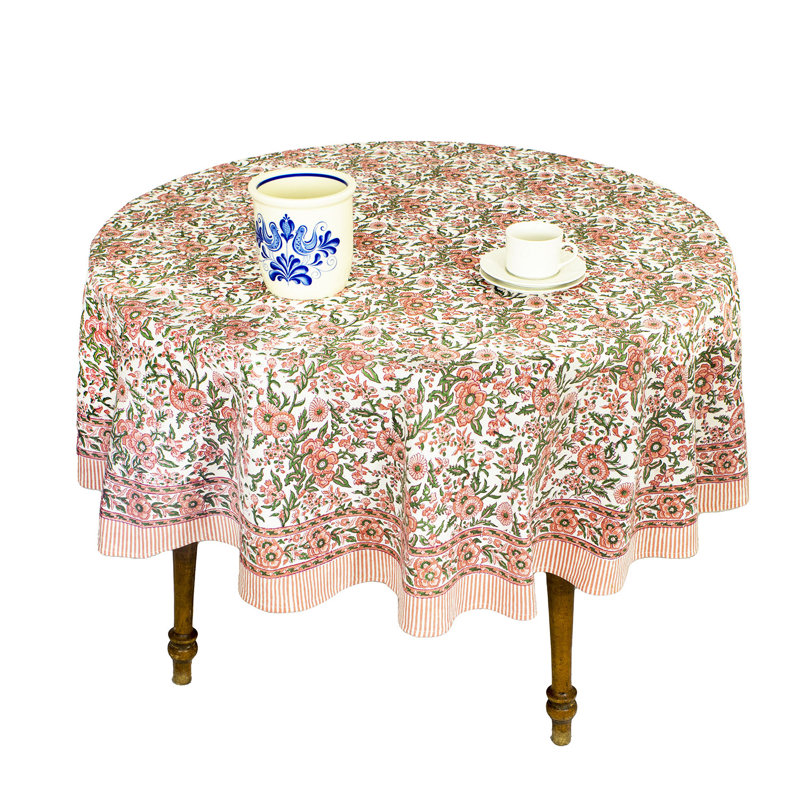 Jailen Floral Cotton Tablecloth, 72" Round