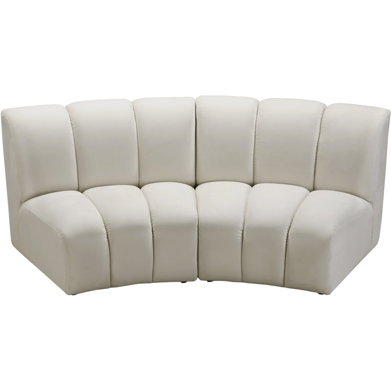 Canapé modulaire en velours Infinity, 2 pièces, Velours crème