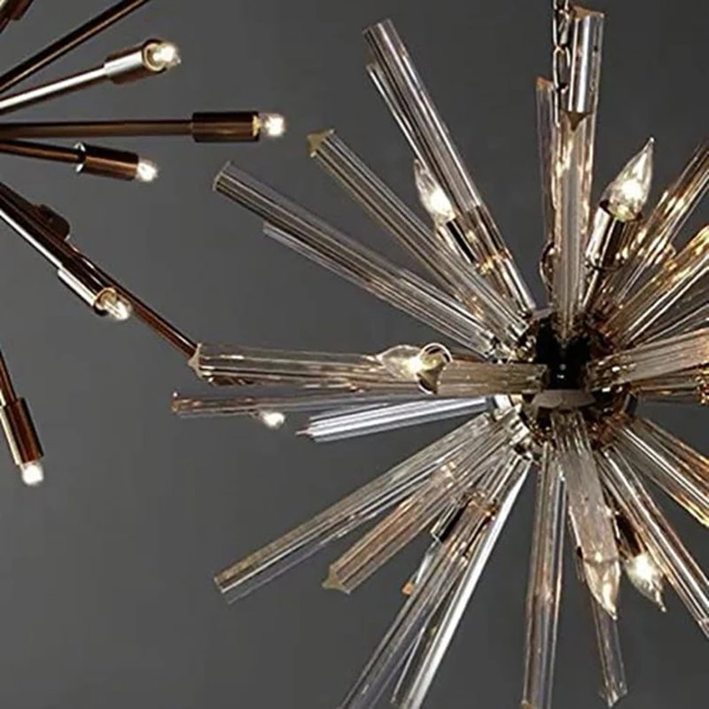 Smokey 9 - Light 29 " Axis Sputnik Sphere Smoke Glass Chandelier