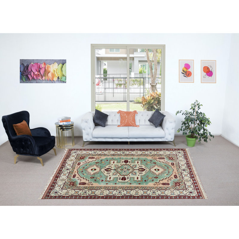 Tapis décoratif fait à la main, tapis turc avec frange, 100% laine