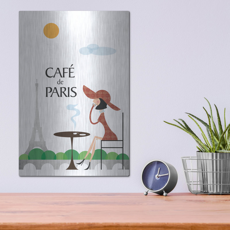 «Cafe De Paris» par Tomas Design, art mural en métal, H 16 po x l 12 po
