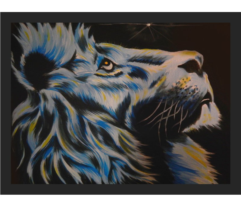 Lion la nuit - reproduction de cadre photo, H 18 po x l 24 po x P 1 po