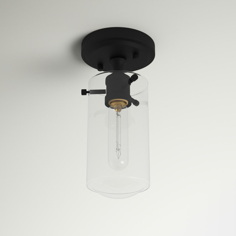 Glass Semi Flush Mount, Matte Black