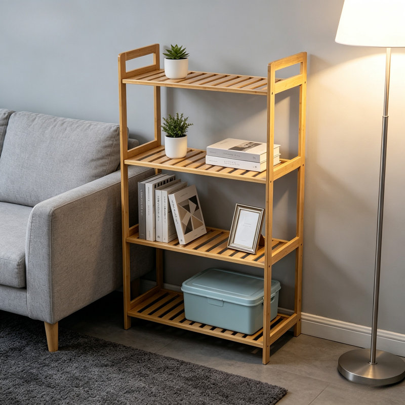 25cm W Bamboo / Rattan Shelving Unit