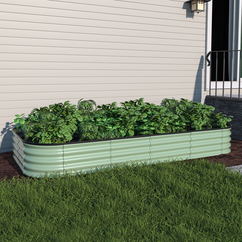 Lit de jardin surélevé modulaire en acier galvanisé 9 en 1 Heise, H 11,2 po x l 96 po x P 48 po, Vert olive