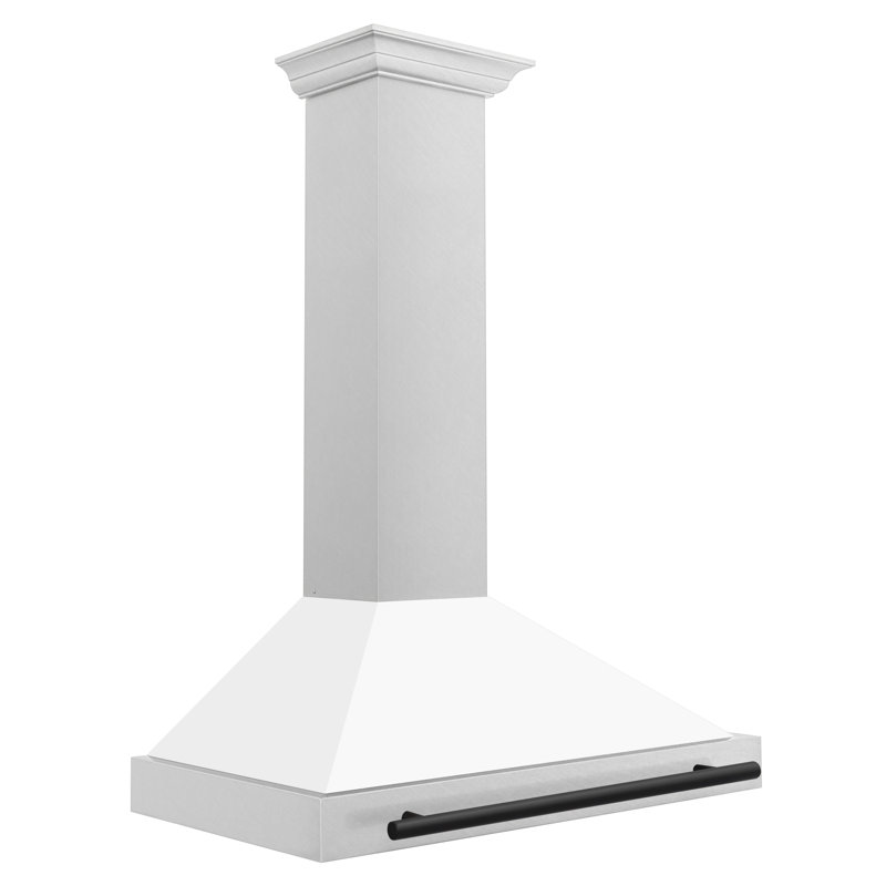 ZLINE Autograph Edition 36 in. Convertible Satin Stainless Steel Wall Mount Range Hood, White Matte/Matte Black