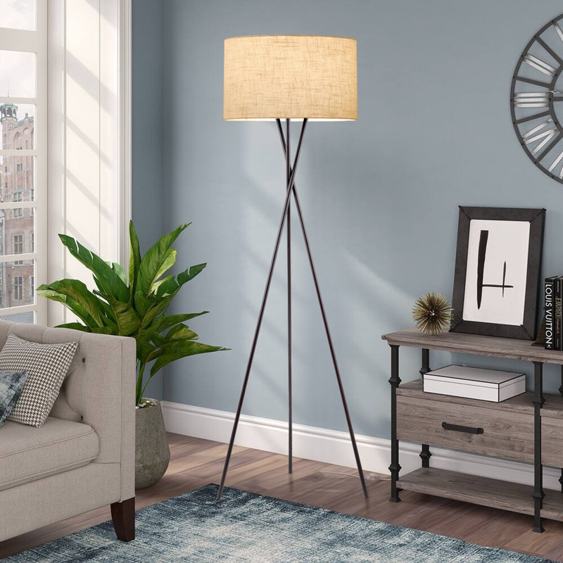 Maelah 60'' Tripod Floor Lamp, Honey Beige, Oil Rubbed Bronze