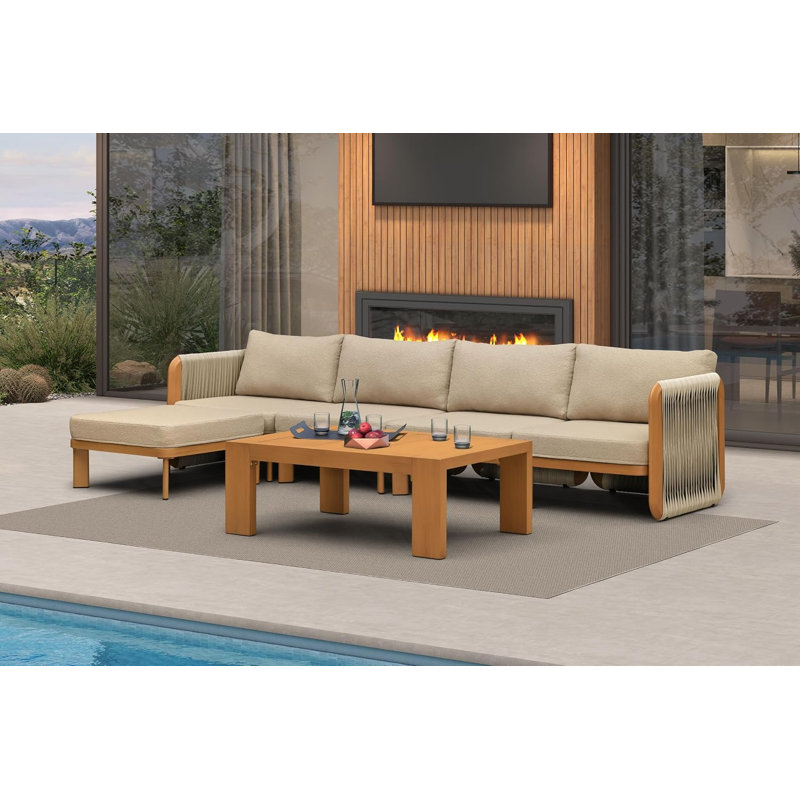 Ensemble de 6 meubles de patio modulaires en L, 1 repose-pieds et 1 table