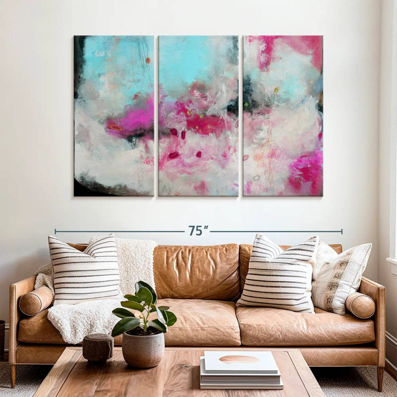 Avery - Abstraction rose et bleue I, H 42 po x l 65 po