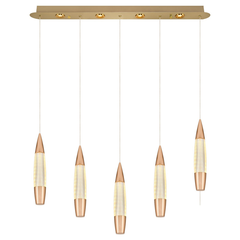 Elegant Rose Gold Chandelier, 35.4 x 3.9 x 47.2 inches | Durable Polyester Body, 1 x 56W Integral LED, 5600 Lm, 3000K | Perfect for Living Room, Dining Room, or Entryway | IP 20 Rated, Assembled Design
