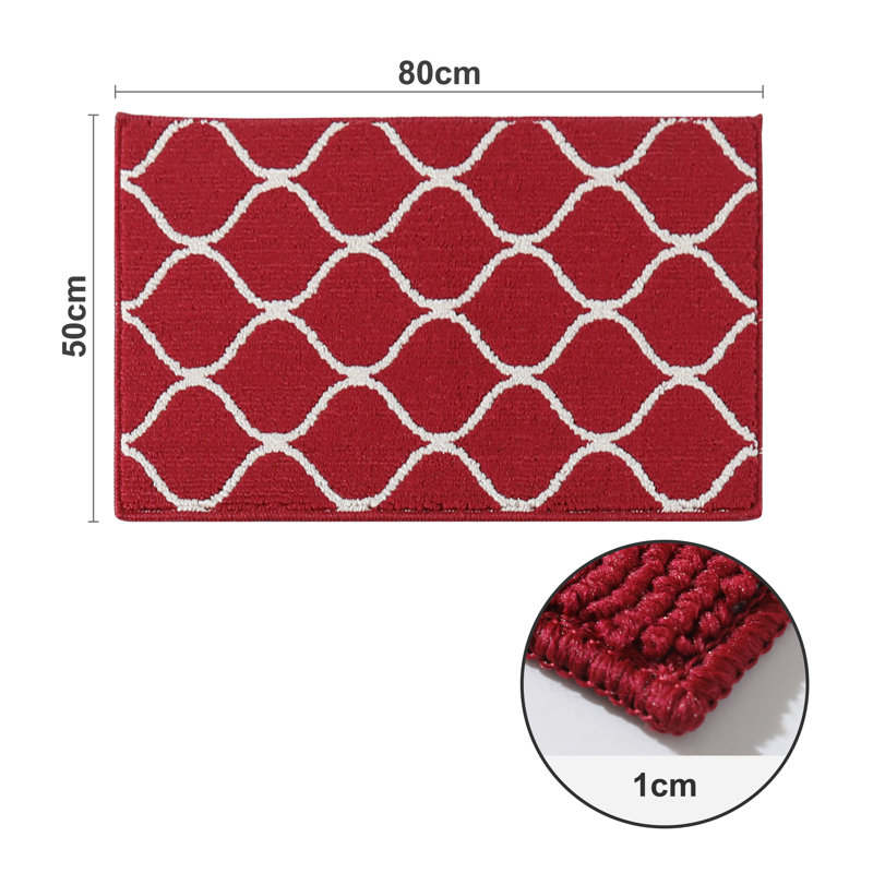Tapis de cuisine antidérapant, super absorbant et résistant aux taches pour la cuisine, la lessive et l'évier, Rouge