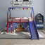 Ensemble lit mezzanine simple avec glissade et rideau Jack Junior