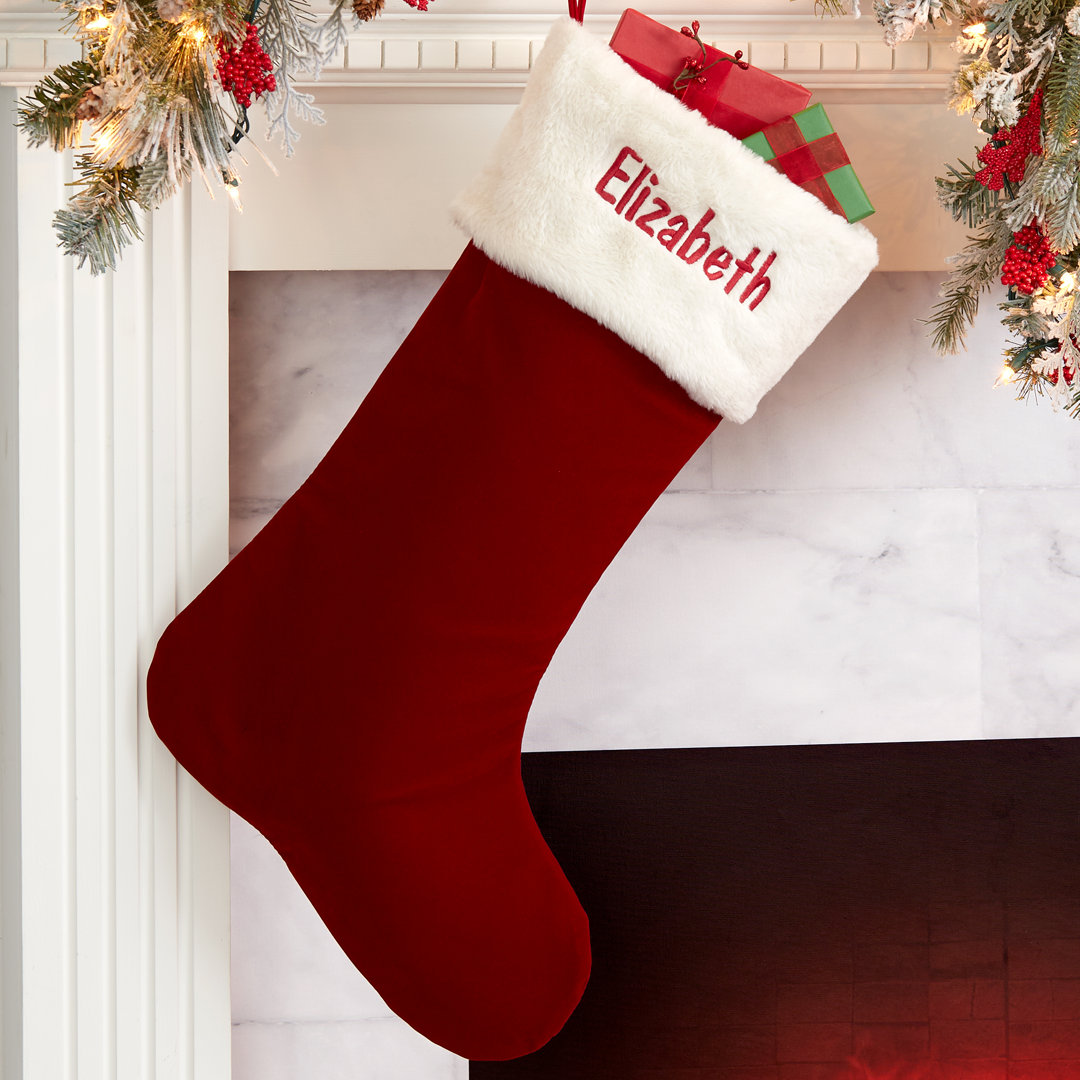 Velvet Elegance Personalized 24" Burgundy Stocking Personalization Mall