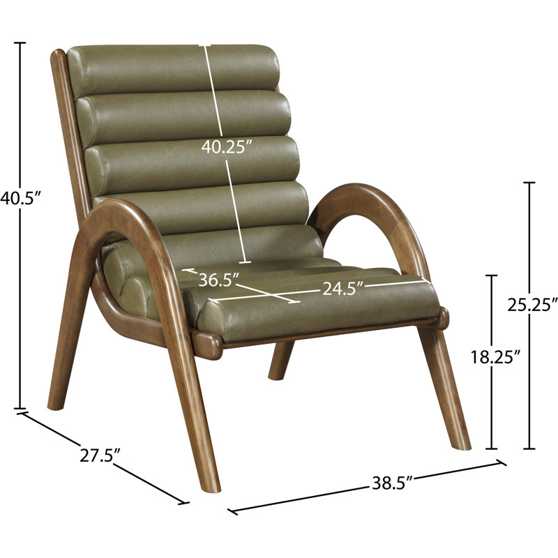 Fauteuil d'appoint en cuir Randal, Cuir olive végétalien, Brun noyer