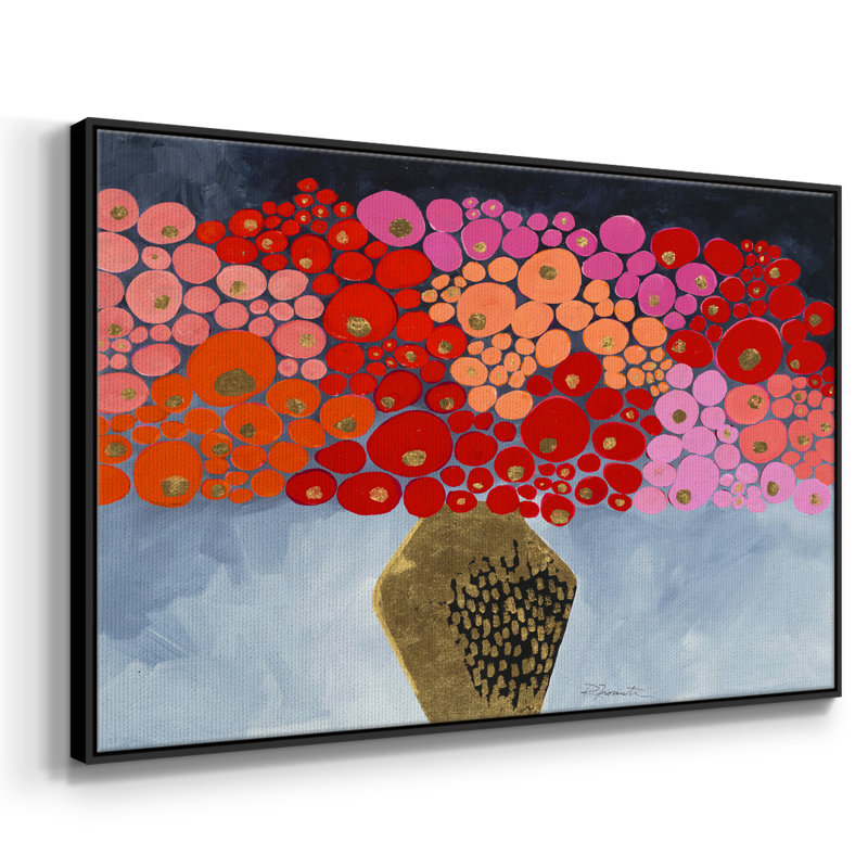 Red Poppies II - reproduction de cadre flottant sur toile, H 17 po x l 25 po x P 2 po, Toile avec cadre flottant noir
