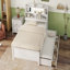 Lit plateforme double en bois avec lit gigogne, tête de lit et tiroirs-2101477649