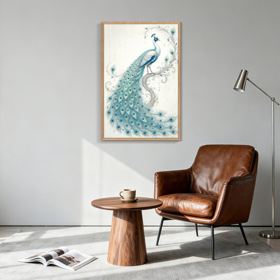 Ensemble de 1 tableau sur toile à motif de plumes de paon