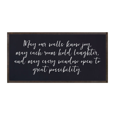 «May Our Walls Know Joy», art mural encadré en bois