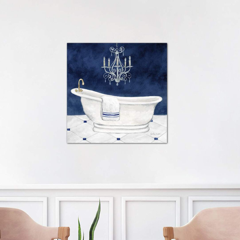 Navy Blue Bath I by Cynthia Coulter - Wrapped Canvas Painting, 66.04cm H x 66.04cm W x 3.81cm D