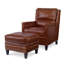 Trading Company 28.25" Wide Genuine Leather Down Cushion Armchair and Ottoman