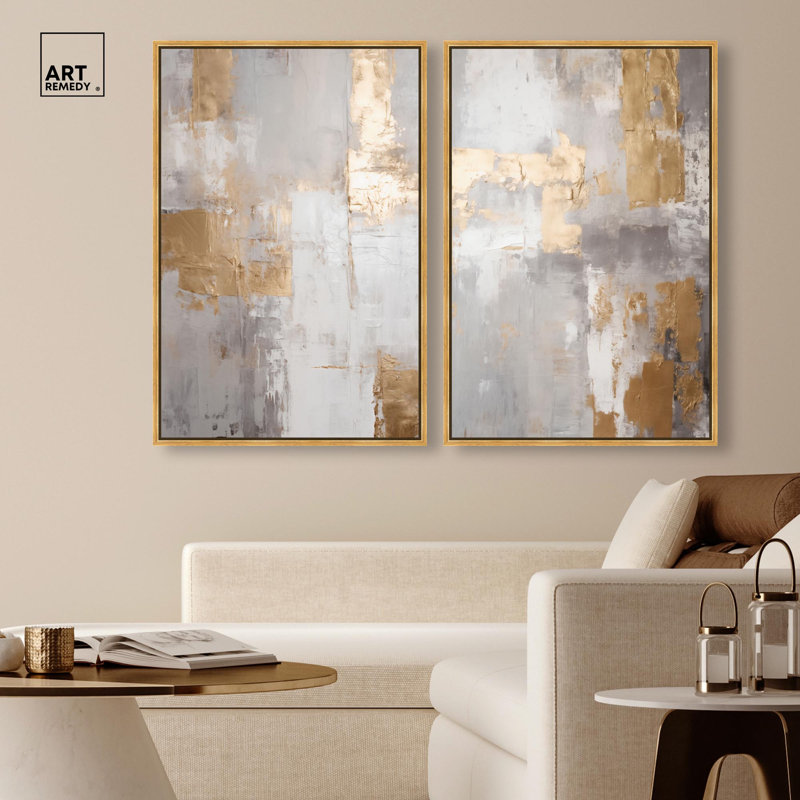 Tranquility Gold Art , Impression dans un cadre flottant sans passe-parto, H 37 po x l 25 po, Gold