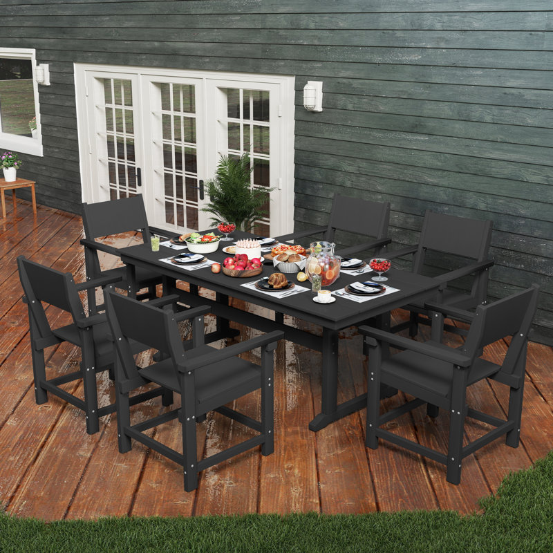 Ensemble repas extérieur pour 6 personnes avec 6 chaises Reata, Noir